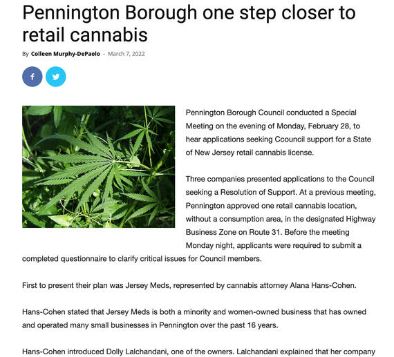 Pennington NJ Cannabis Article
